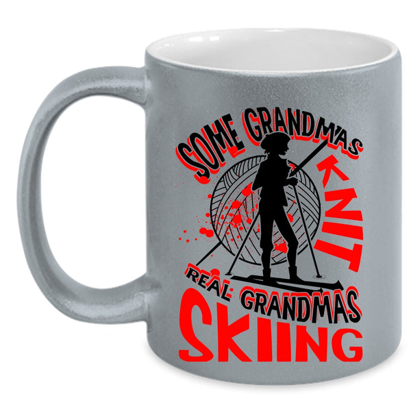 Real Grandmas Skiing Coffee Mug, Some Grandmas Knit Accent Mug