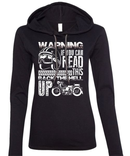 You Can Read T Shirt, This Back The Hell Up T Shirt (Anvil Ladies Ringspun Hooded)