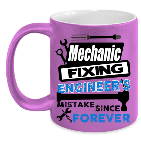Cute Mechanic Coffee Mug, Mechanic Fixing Engineer's Mistake Accent Mug