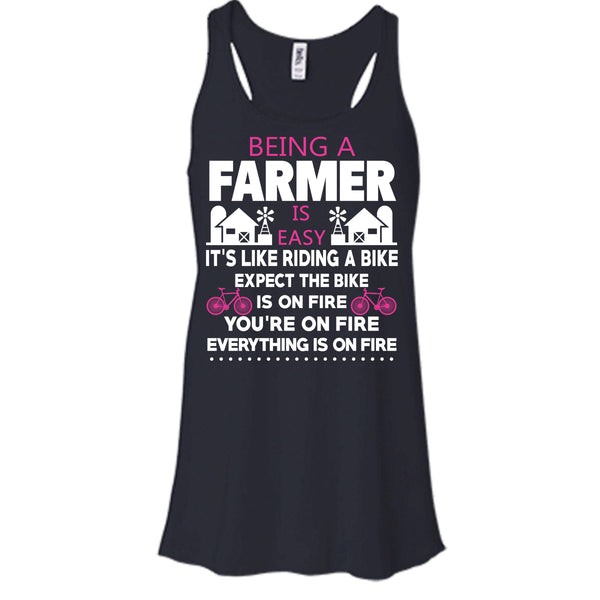 Being A Farmer Is Easy T Shirt, It's Like Riding A Bike T Shirt, Cool T Shirt