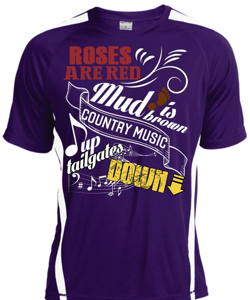 Roses Are Red T Shirt, Country Music Up Tailgates Down T Shirt, Cool Shirt