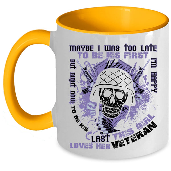 Cute Veteran's Wife Coffee Mug, This Girl Loves Her Veteran Accent Mug