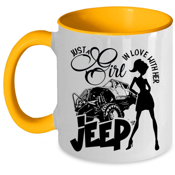 Beautiful Girls Coffee Mug, Just A Girl In Love With Her Jeep Accent Mug