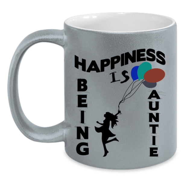 Cute Gift For My Aunt Coffee Mug, Happiness is Being Auntie Accent Mug