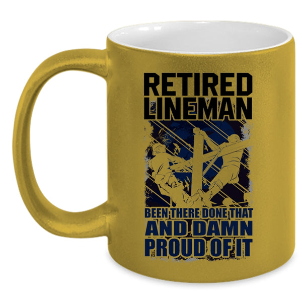 Cool Retirement Coffee Mug, Retired Lineman Accent Mug