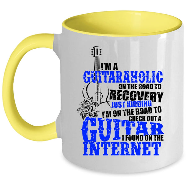 Funny Gift For Guitarist Coffee Mug, I'm A Guitaraholic Accent Mug