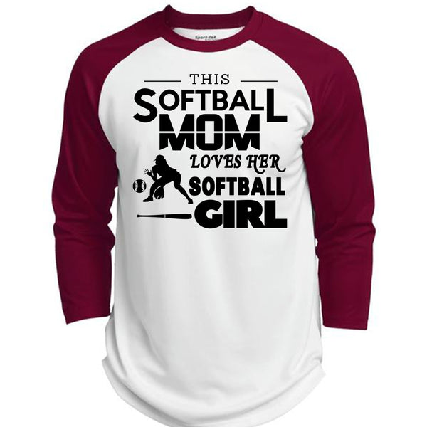 This Softball Mom T Shirt, Loves Her Softball Girl T Shirt, Mother's Day T Shirt  (Polyester Game Baseball Jersey)