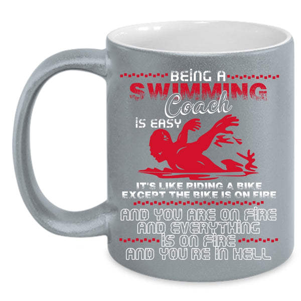 Being A Swimming coach Is Easy Coffee Mug, It's Like Ridding A Bike Coffee Cup