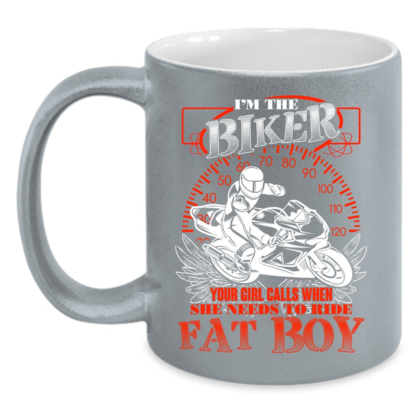 I'm The Biker Coffee Mug, She Needs To Ride Fat Bot Coffee Cup