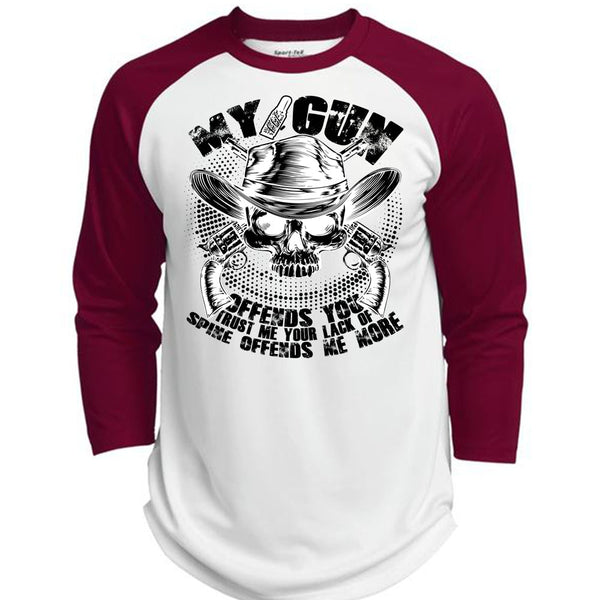 My Gun Offends You T Shirt, I Love Gunning T Shirt, Awesome T-Shirts  (Polyester Game Baseball Jersey)