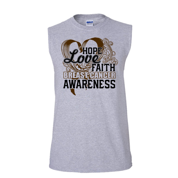 Hope Love Faith T Shirt, Cancer Tank Top (Men's Cotton Sleeveless)