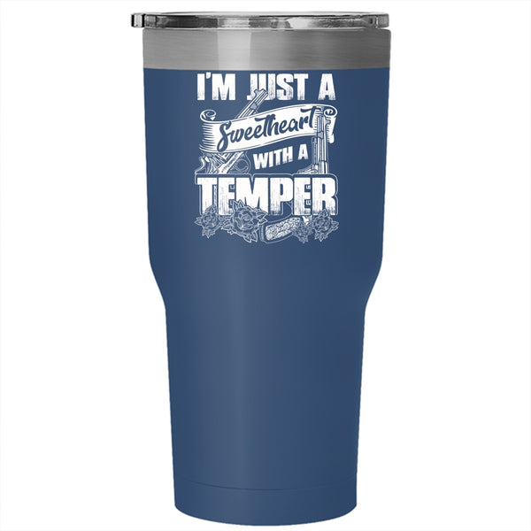 I'm Just A Sweetheart With A Temper Tumbler 30 oz Stainless Steel, Cool Couple Travel Mug