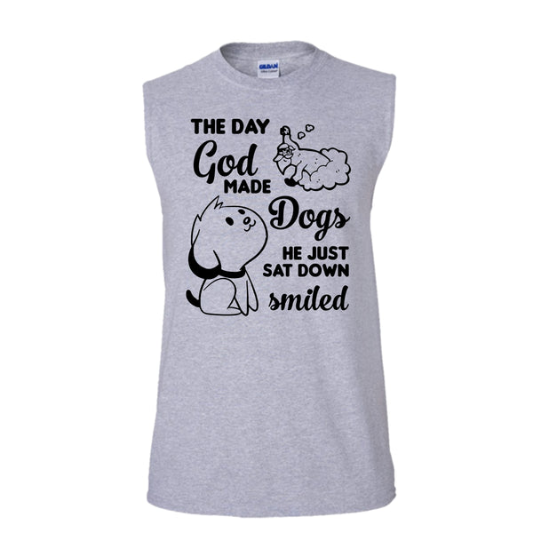 The Day God Made Dogs Shirt, I Love Dog Shirt (Men's Cotton Sleeveless)