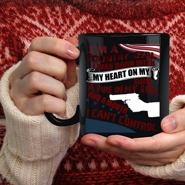 I'm A Country Girl Coffee Mug, I Was Born With My Heart Coffee Cup