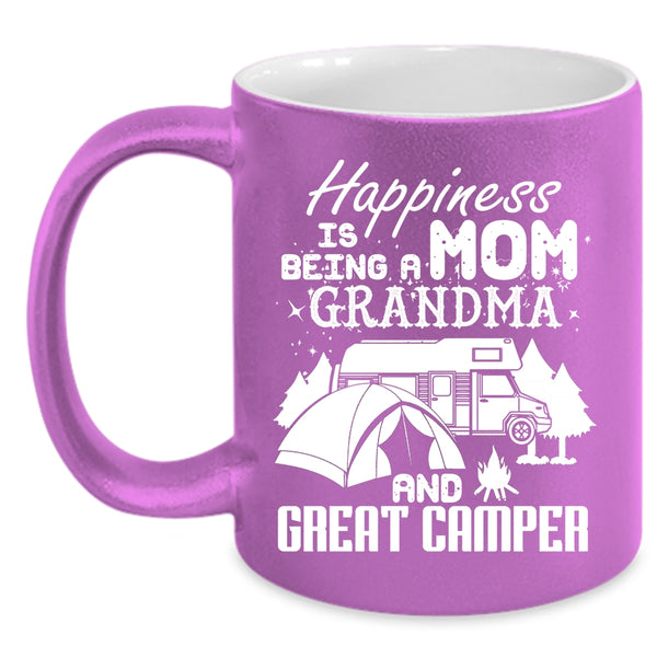 Happiness Is Being A Mom Coffee Mug, Grandma And Creat Camper Coffee Cup