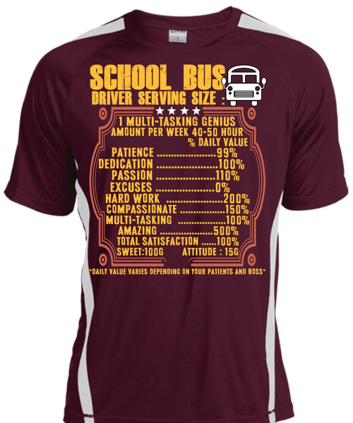 School Bus Driver Serving Size T Shirt, Being A Bus Driver T Shirt, Cool Shirt