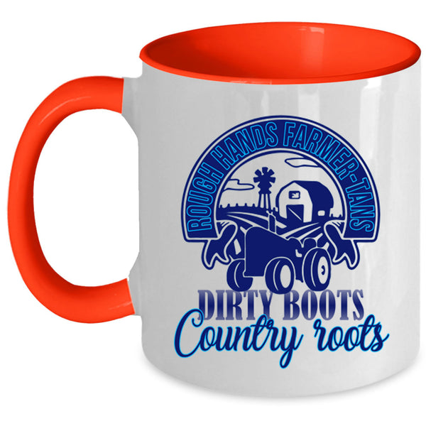 Dirt Boots Coffee Mug, Rough Hands Farmer Tans Accent Mug