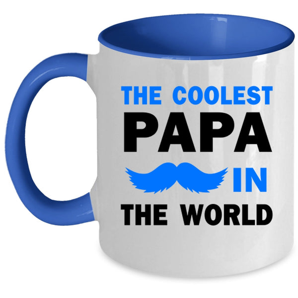 Cool Papa Coffee Mug, The Coolest Papa In The World Accent Mug