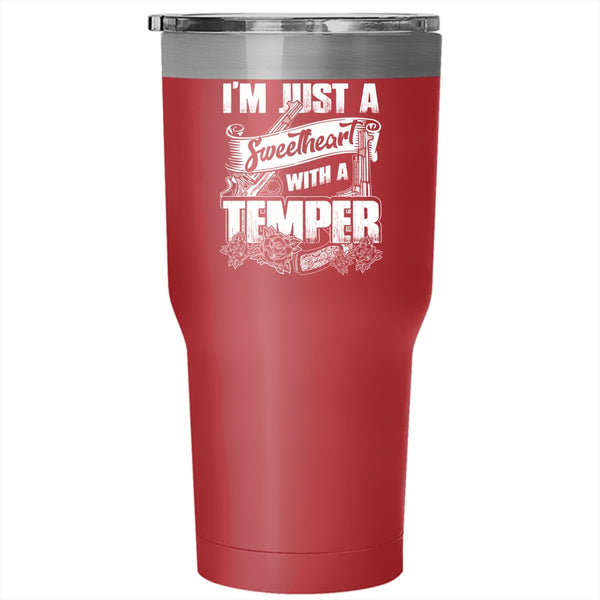 I'm Just A Sweetheart With A Temper Tumbler 30 oz Stainless Steel, Cool Couple Travel Mug