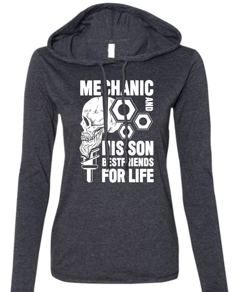 Mechanic And His Son Best Friend T Shirt, Being A Mechanic T Shirt (Anvil Ladies Ringspun Hooded)