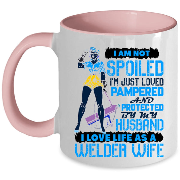 Cool Welder Wife Coffee Mug, I Love Life As A Welder Wife Accent Mug