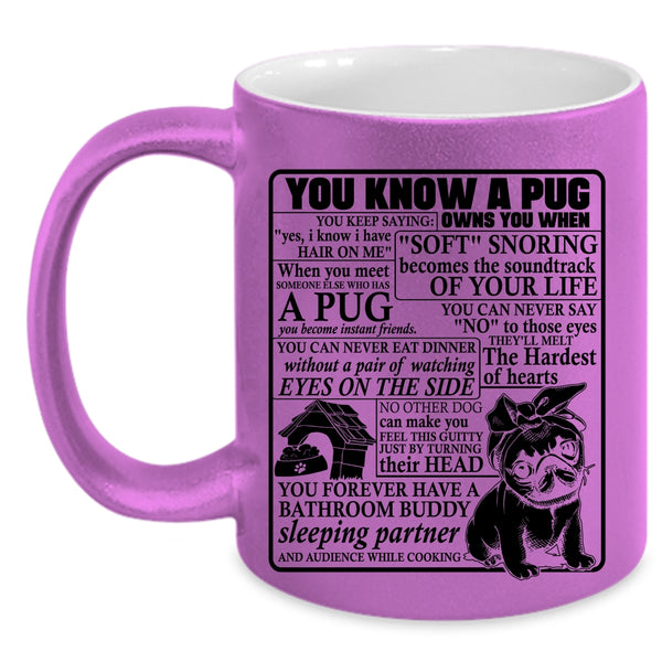 Cute Gift For Pug Lover Coffee Mug, You Know A Pug Owns You Accent Mug