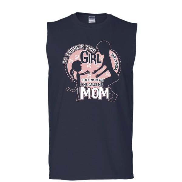 She Kinda Stole My Heart T Shirt, He Calls Me Mom Tank Top (Men's Cotton Sleeveless)