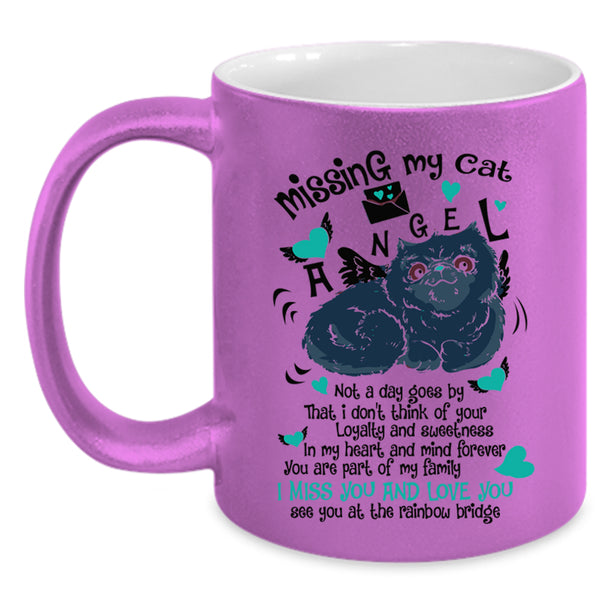 I Miss You And Love You Coffee Mug, Missing My Cat Angel Accent Mug