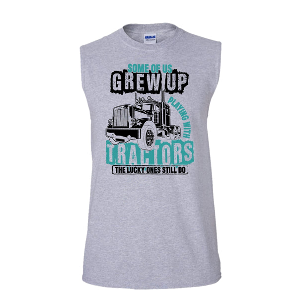 Playing With Tractor T Shirt, I Love Tractor T Shirt, Awesome t-shirts (Men's Cotton Sleeveless)