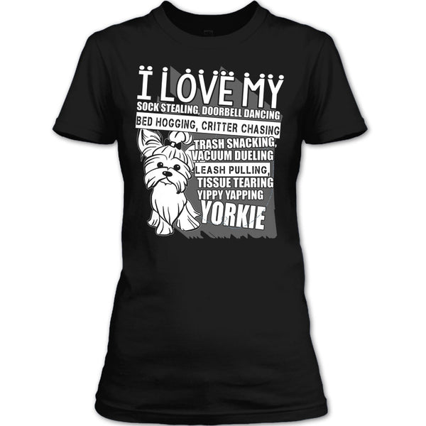 I Love My Sock Stealing T Shirt, Coolest Yorkie T Shirt