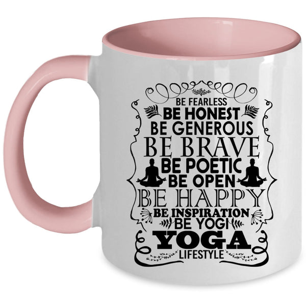 Yoga Lifestyle Coffee Mug, Be Happy Be Yogi Accent Mug