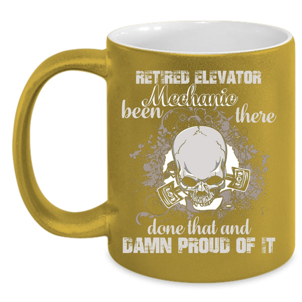 Ritired Elevator Mechanic Coffee Mug, Cool Retirement Coffee Cup