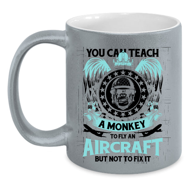 Cool Coffee Mug, You Can Teach A Monkey To Fly An Aircraft Accent Mug