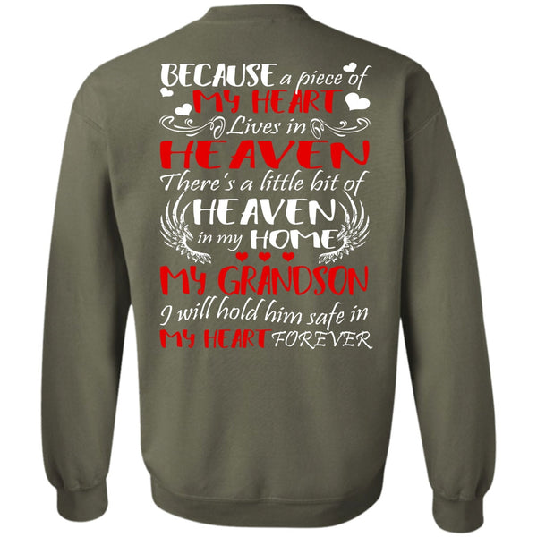 My Heart Lives In Heaven T Shirt, I Love Grandson Sweatshirt