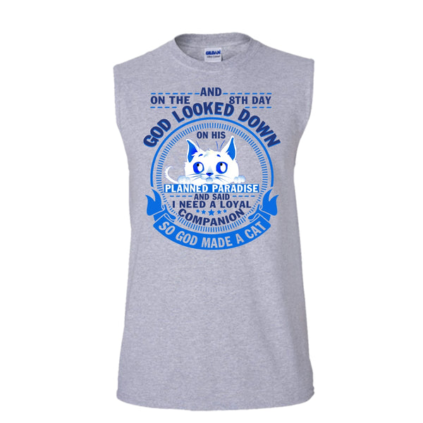 On The 8th Day T Shirt, Coolest Cat Lover T Shirt, Awesome t-shirts (Men's Cotton Sleeveless)