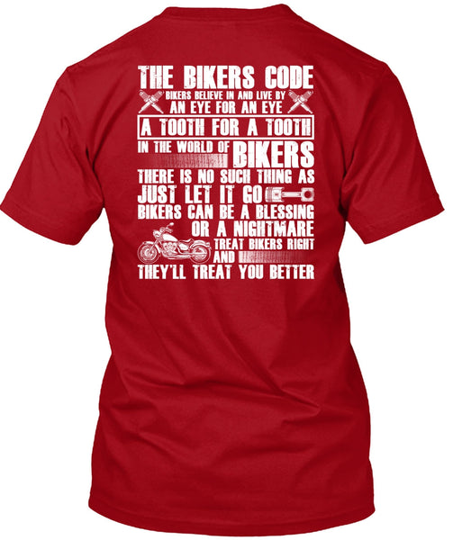 The Bikers Code T Shirt, World Of Biker T Shirt