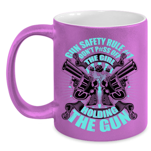 Funny Gift For Gunner Coffee Mug, The Girl Holding The Gun Accent Mug