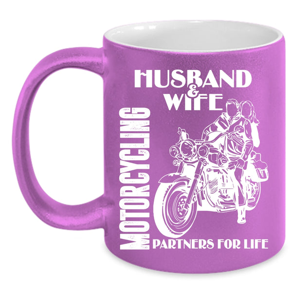 Husband And Wife Coffee Mug, Motorcycling Partners For Life Coffee Cup