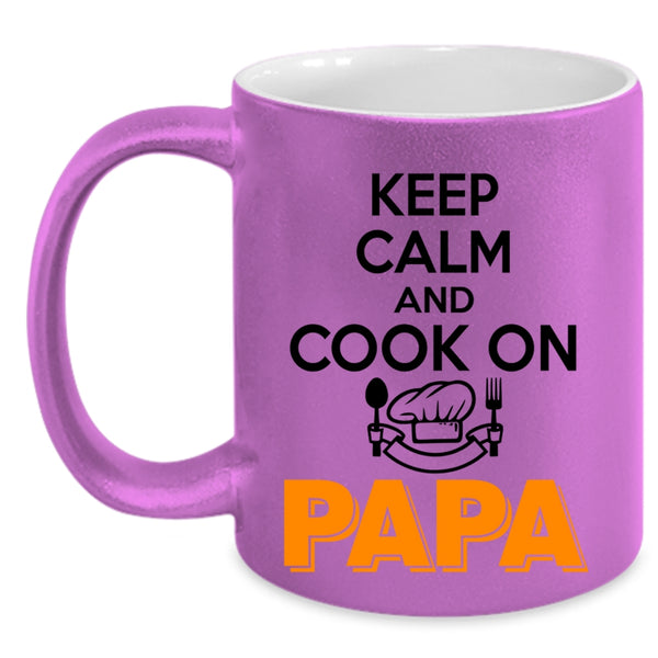 Papa Coffee Mug, Keep Calm And Cook On Accent Mug