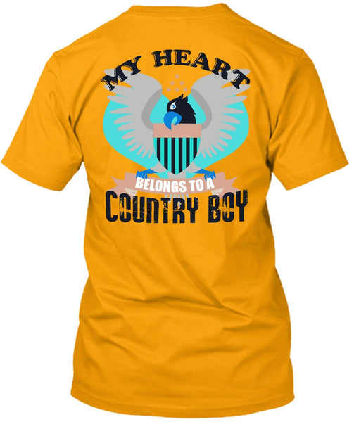 My Heart Belongs To A Country Boy T Shirt, I Love Veteran T Shirt