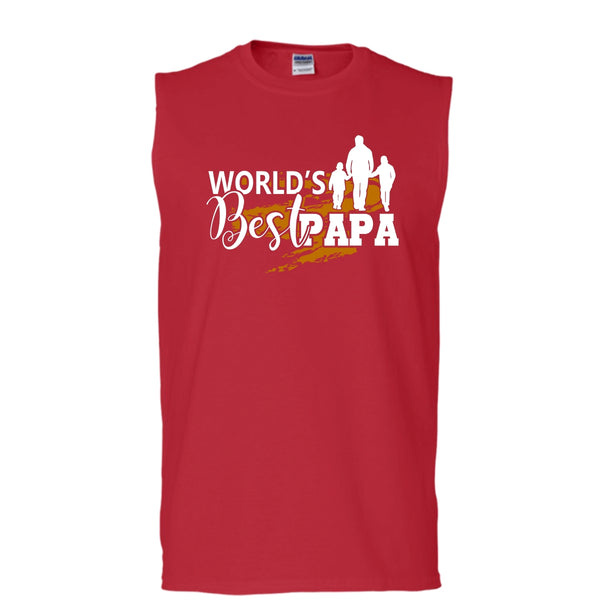 World's Best Papa T Shirt, Coolest Papa Tank Top (Men's Cotton Sleeveless)