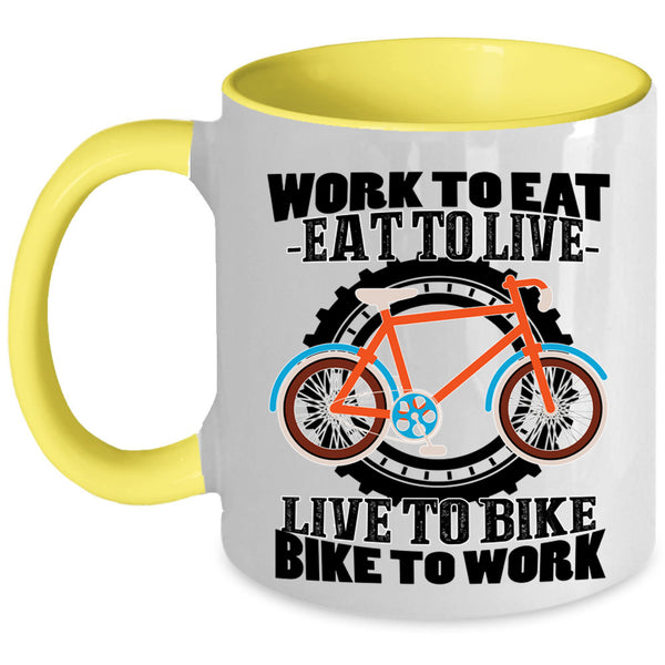 Bike To Work Coffee Mug, Live To Bike Accent Mug