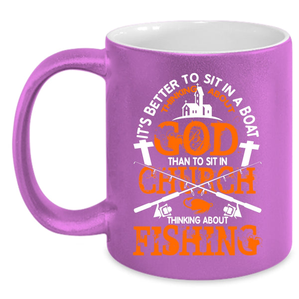 Thinking About Fishing Coffee Mug, Funny Fishing Coffee Cup