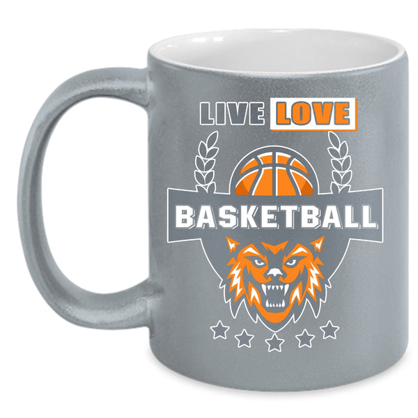 Live Love Basketball Coffee Mug, Cool Basketball Player Coffee Cup