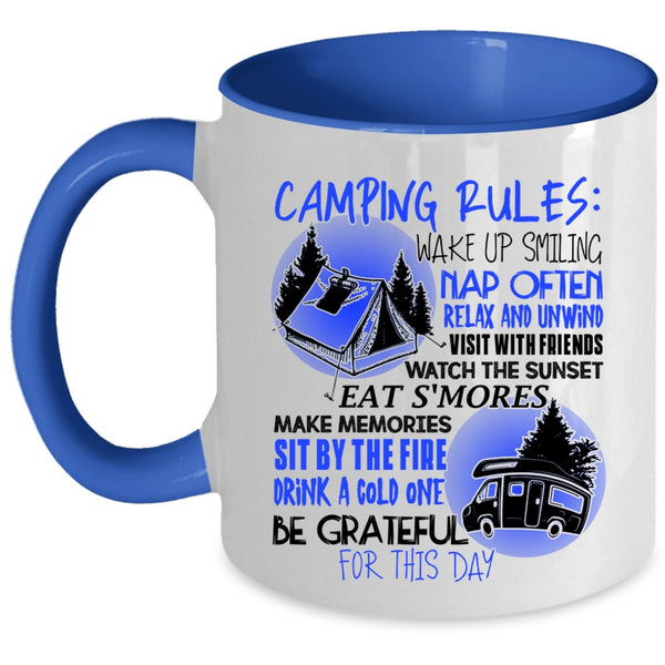 Be Gratful For This Day Coffee Mug, Camping Rules Accent Mug