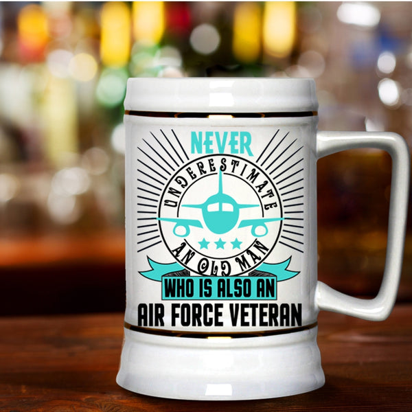 Granddad Beer Stein 22oz, Old Man Is An Air Force Veteran Beer Mug