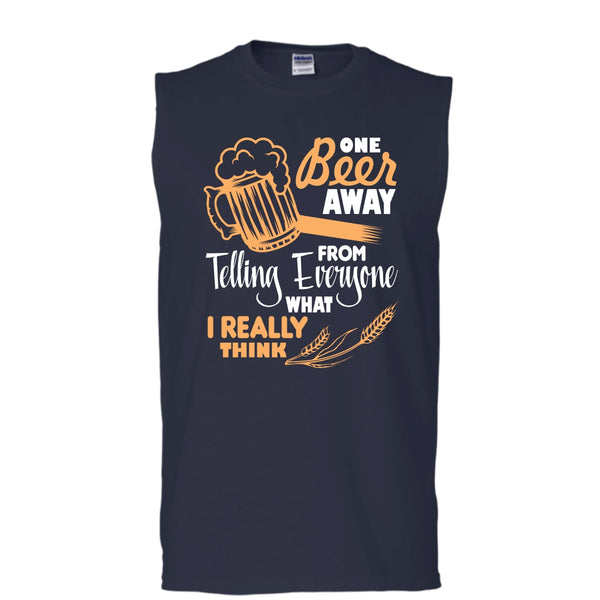 One Beer Away T Shirt, I Love Beer Tank Top (Men's Cotton Sleeveless)