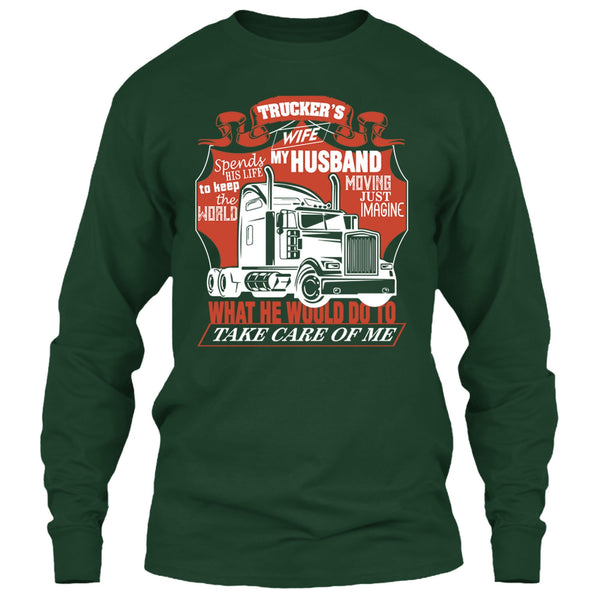 Trucker's Wife T Shirt, Trucker My Husband T Shirt