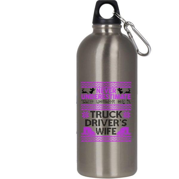 The Power Of A Truck Driver's Wife 20 oz Stainless Steel Bottle,Funny Christmas Outdoor Sports Water Bottle