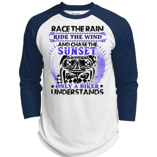 Race The Rain T Shirt, I Love Biker T Shirt, Awesome T-Shirts  (Polyester Game Baseball Jersey)